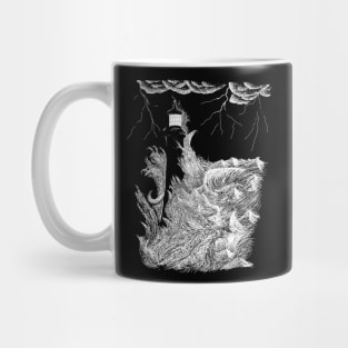 Lighthouse in the storm with waves Mug